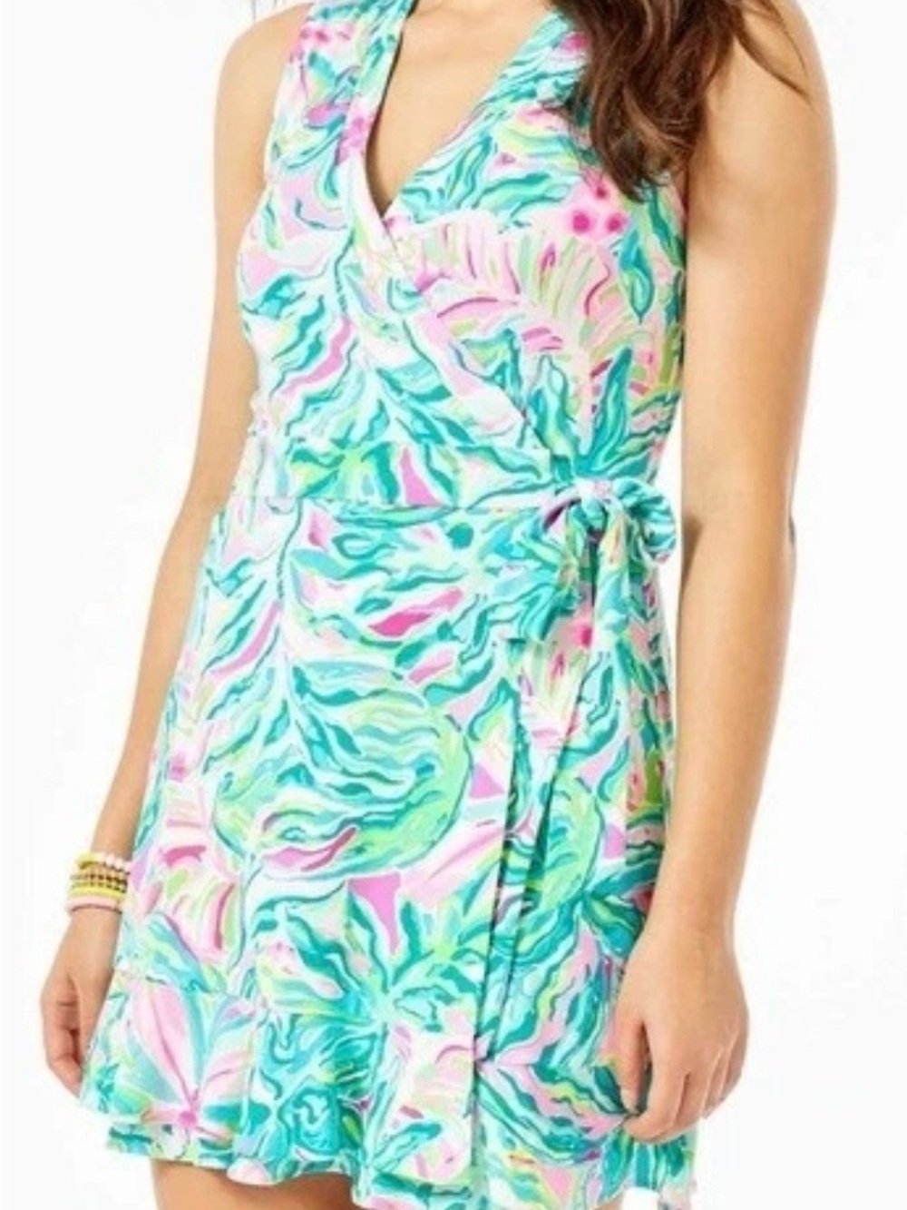 Lilly Pulitzer Rilla Wrap Romper One In A Melon Built In Shorts Sz XL Tropical